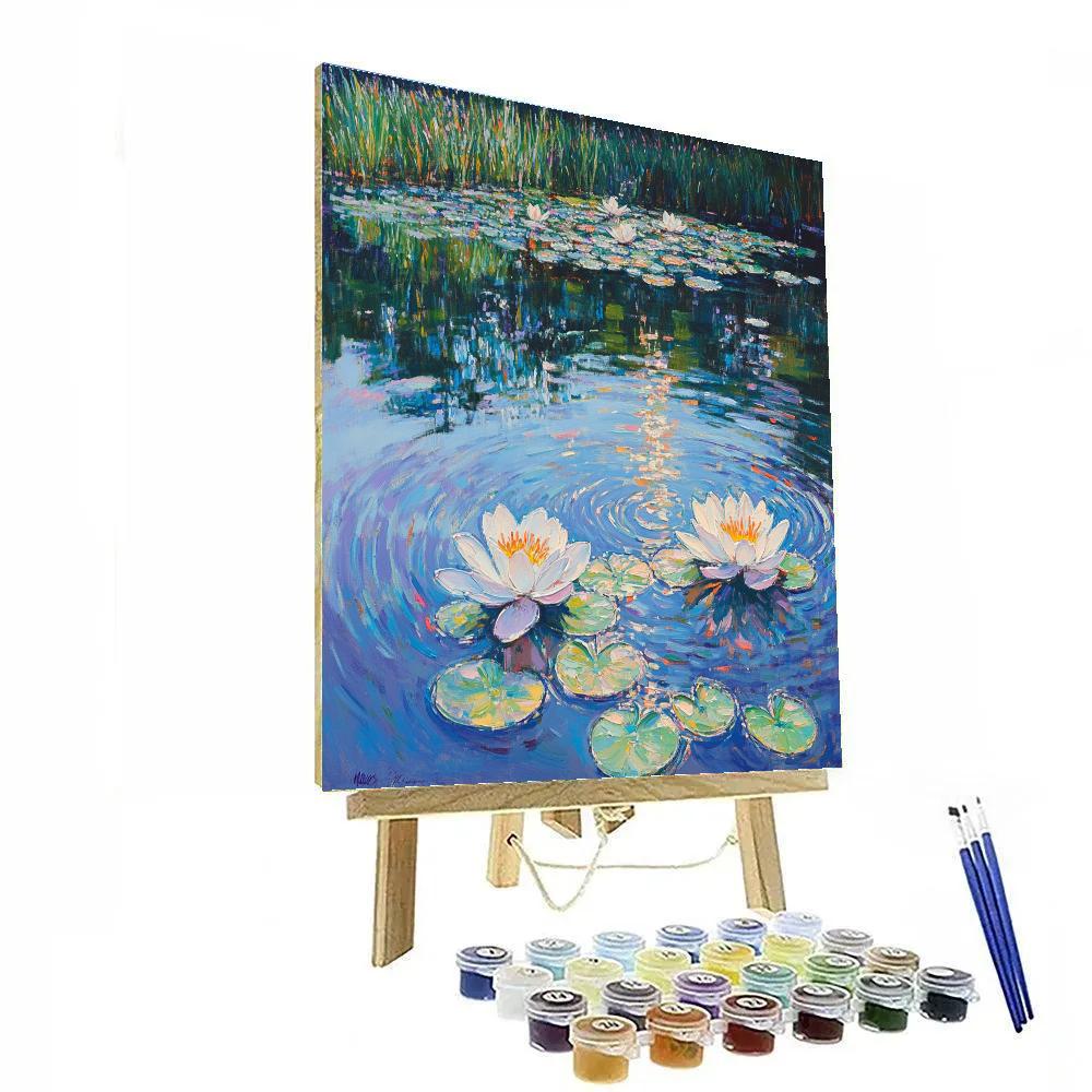 Claude Monet Inspired April Rain Over Lily Ponds At Giverny DIY paint by numbers