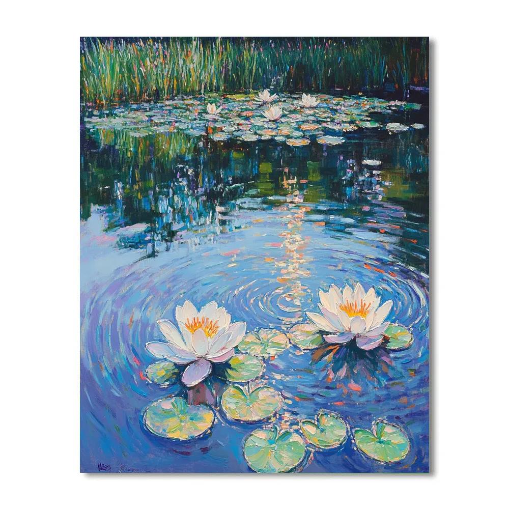 Claude Monet Inspired April Rain Over Lily Ponds At Giverny DIY paint by numbers