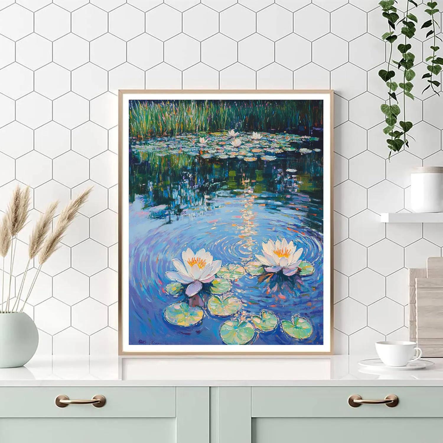 Claude Monet Inspired April Rain Over Lily Ponds At Giverny DIY paint by numbers