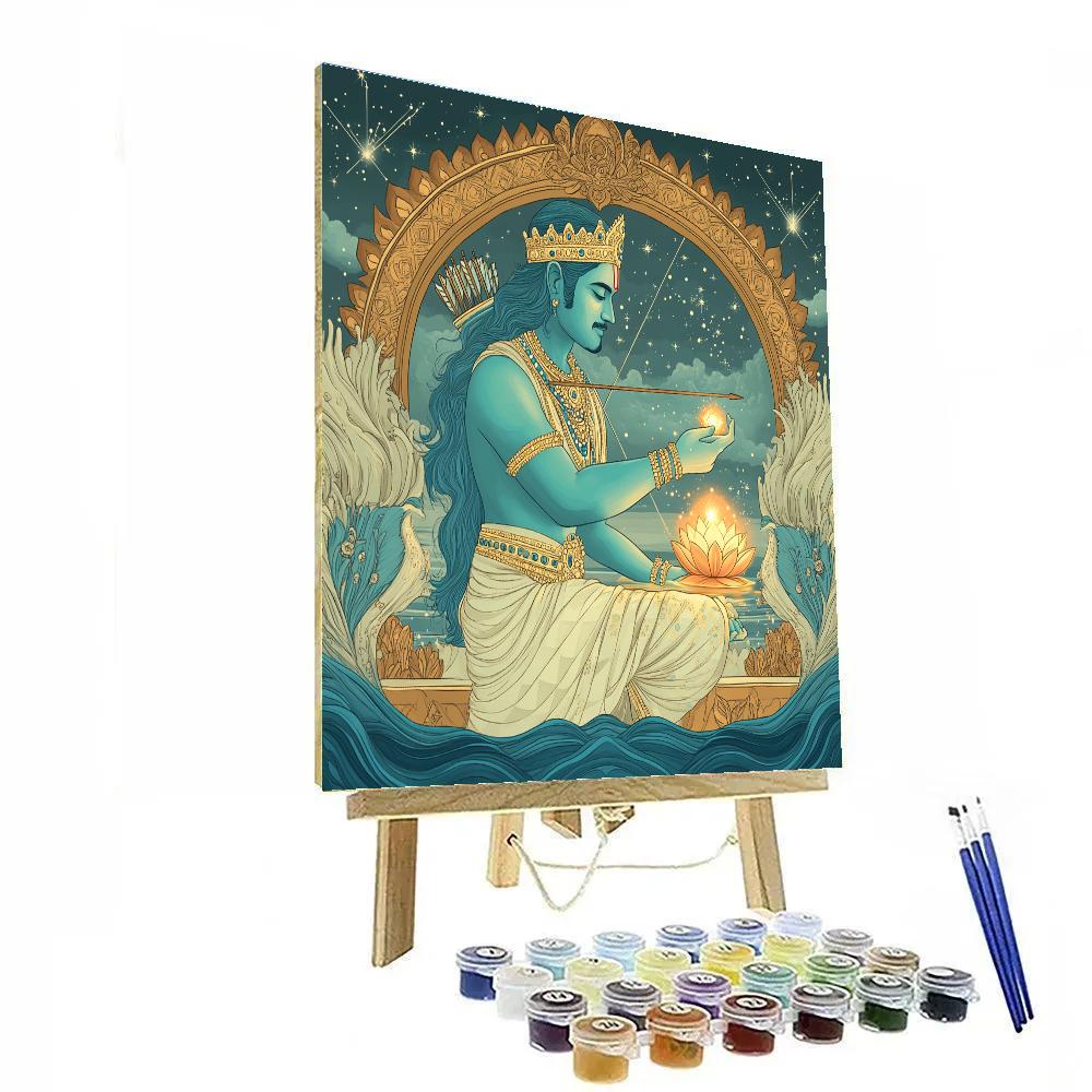 Rama Lotus Bridge Blueprint Illustration Number painting