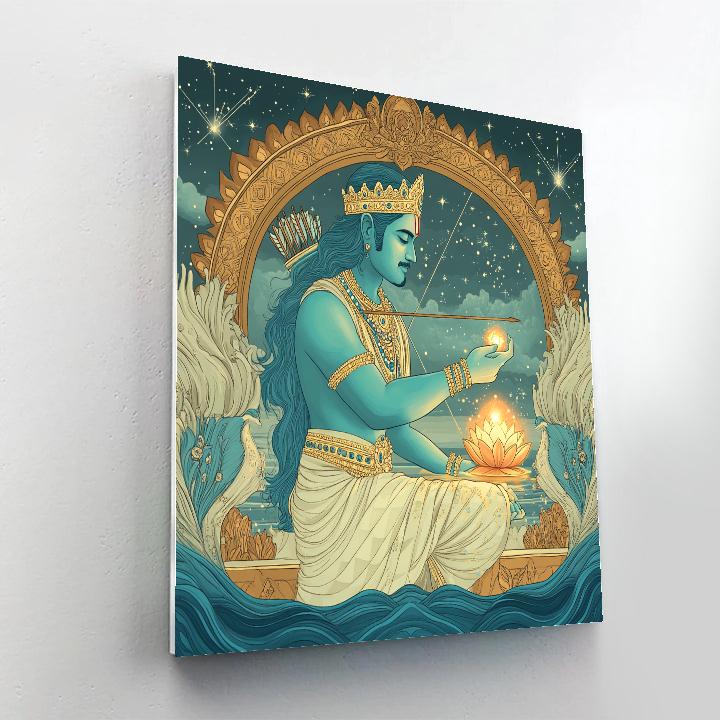 Rama Lotus Bridge Blueprint Illustration Number painting