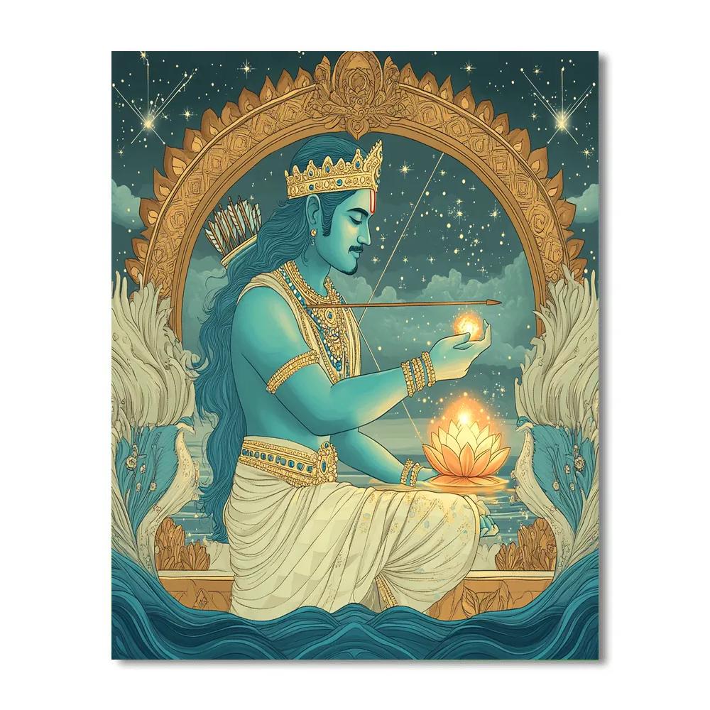 Rama Lotus Bridge Blueprint Illustration Number painting