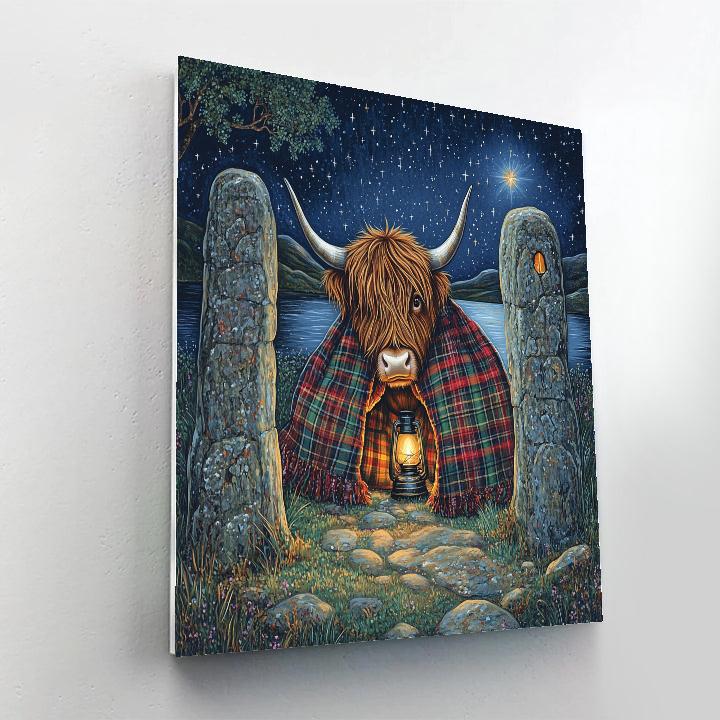 Stargazing Blanket Fort With Highland Cow Numbered painting kits