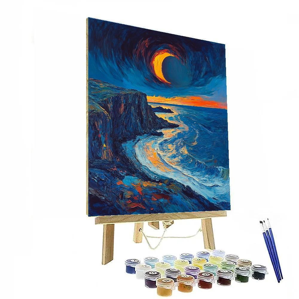 Edvard Munch Inspired Fjord Eclipse Over Trembling Cliffs DIY paint by numbers