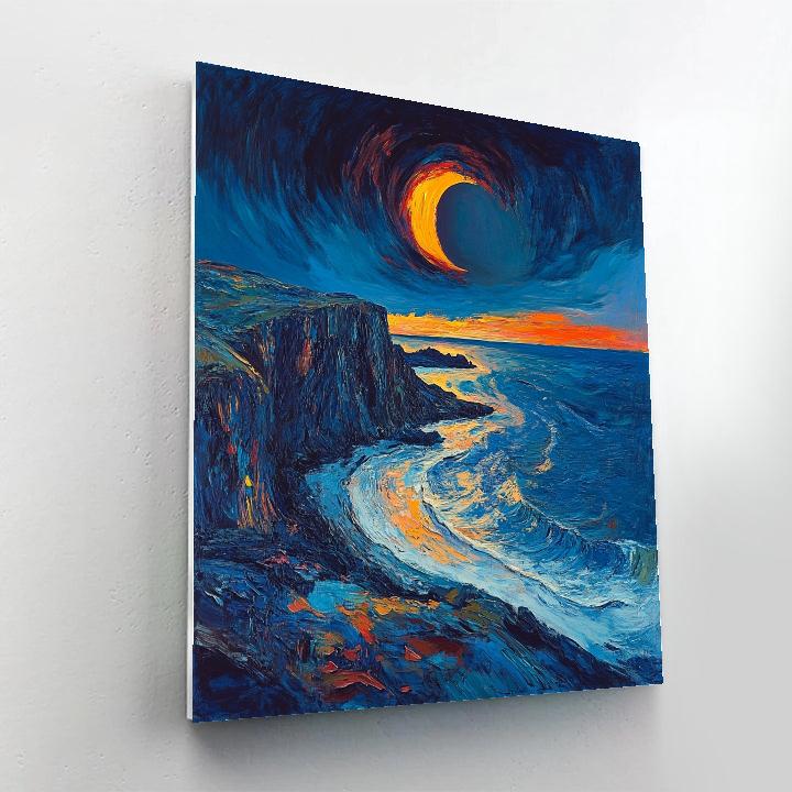 Edvard Munch Inspired Fjord Eclipse Over Trembling Cliffs DIY paint by numbers