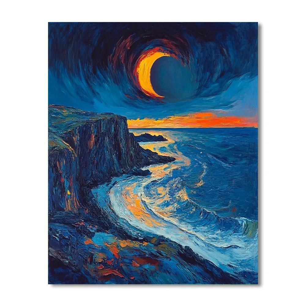 Edvard Munch Inspired Fjord Eclipse Over Trembling Cliffs DIY paint by numbers
