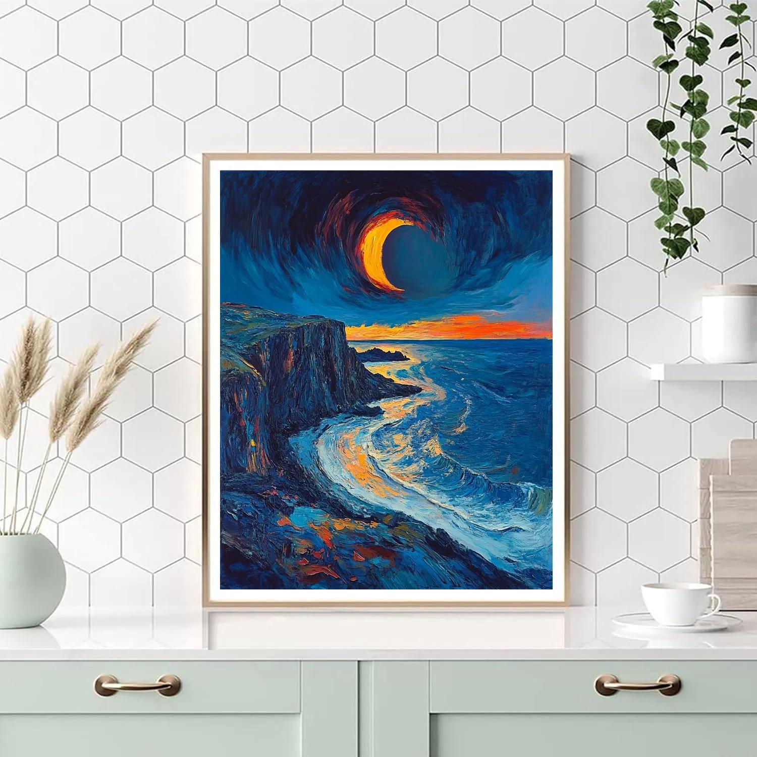 Edvard Munch Inspired Fjord Eclipse Over Trembling Cliffs DIY paint by numbers