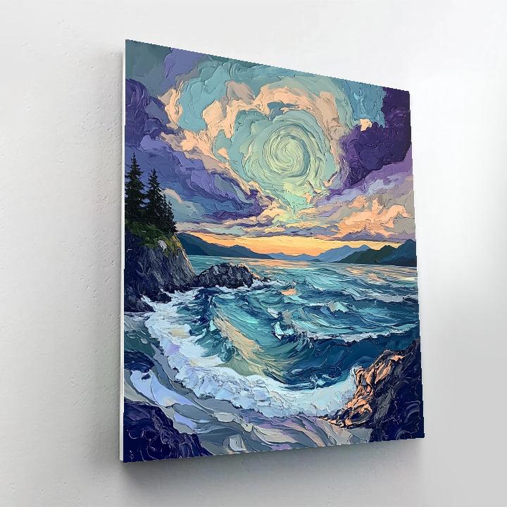 Emily Carr Inspired Stormlit Pacific Breakers DIY paint by numbers