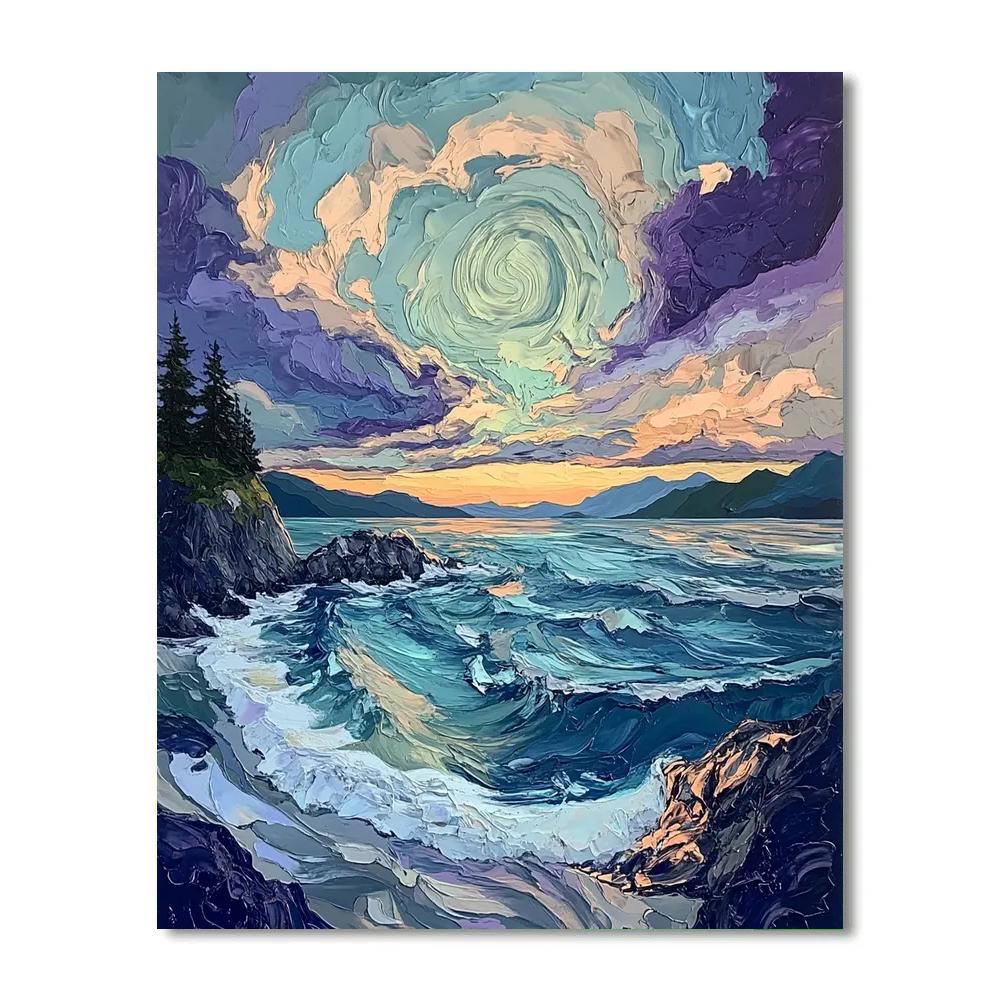 Emily Carr Inspired Stormlit Pacific Breakers DIY paint by numbers