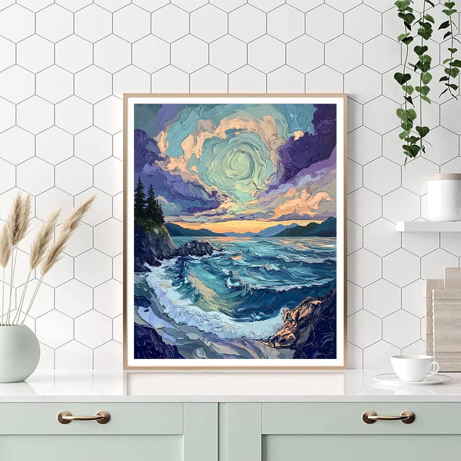 Emily Carr Inspired Stormlit Pacific Breakers DIY paint by numbers