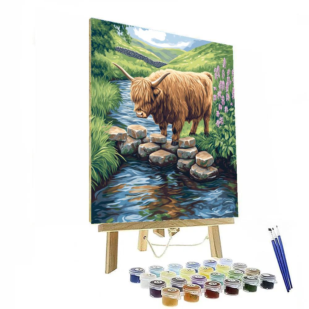 Highland Cow Bridge Builder Over The Burn Numbered painting kits