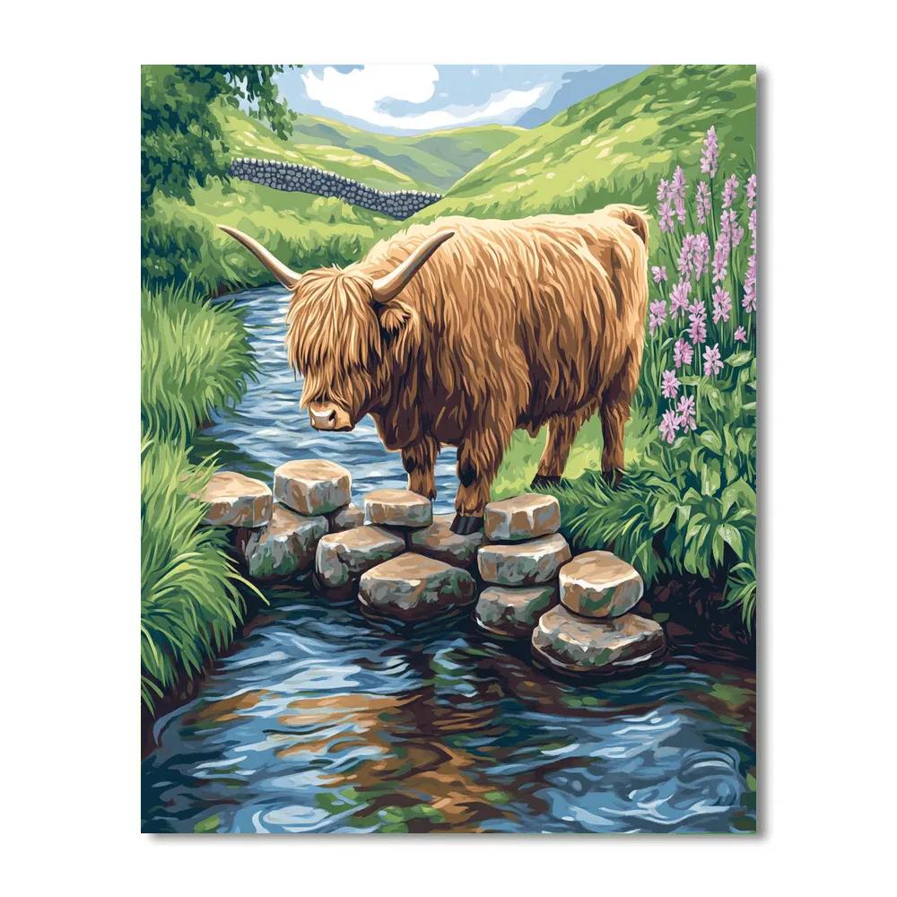 Highland Cow Bridge Builder Over The Burn Numbered painting kits