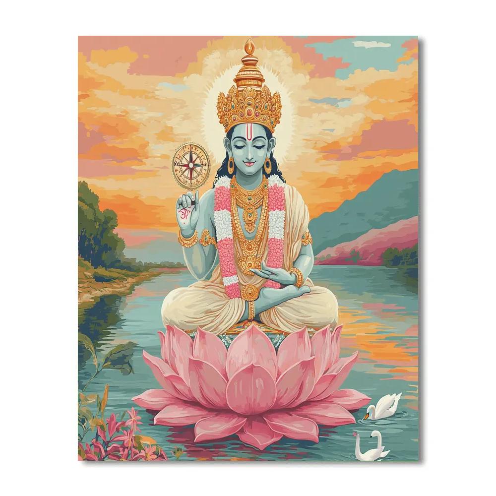 Brahma Lotus Compass At Dawn Painting by numbers kit