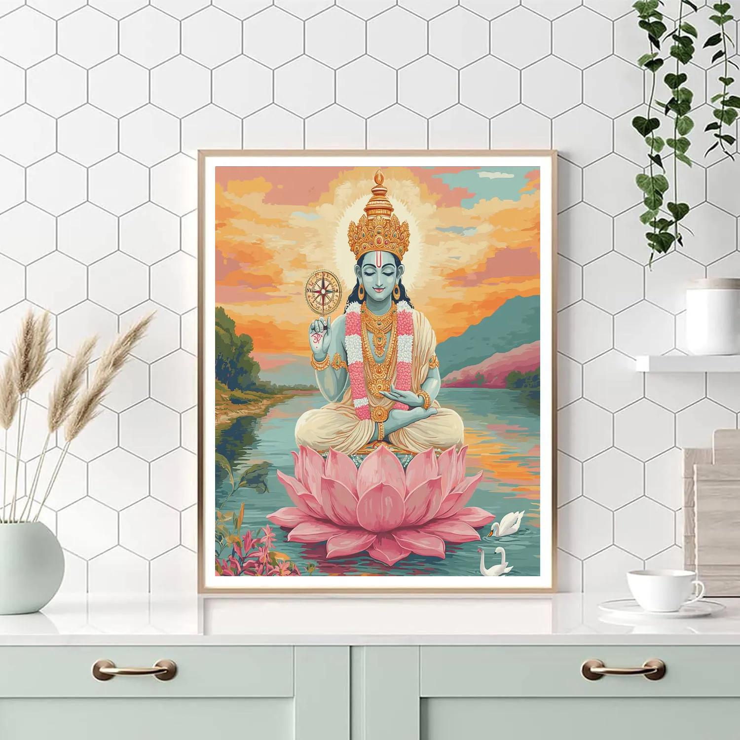 Brahma Lotus Compass At Dawn Painting by numbers kit