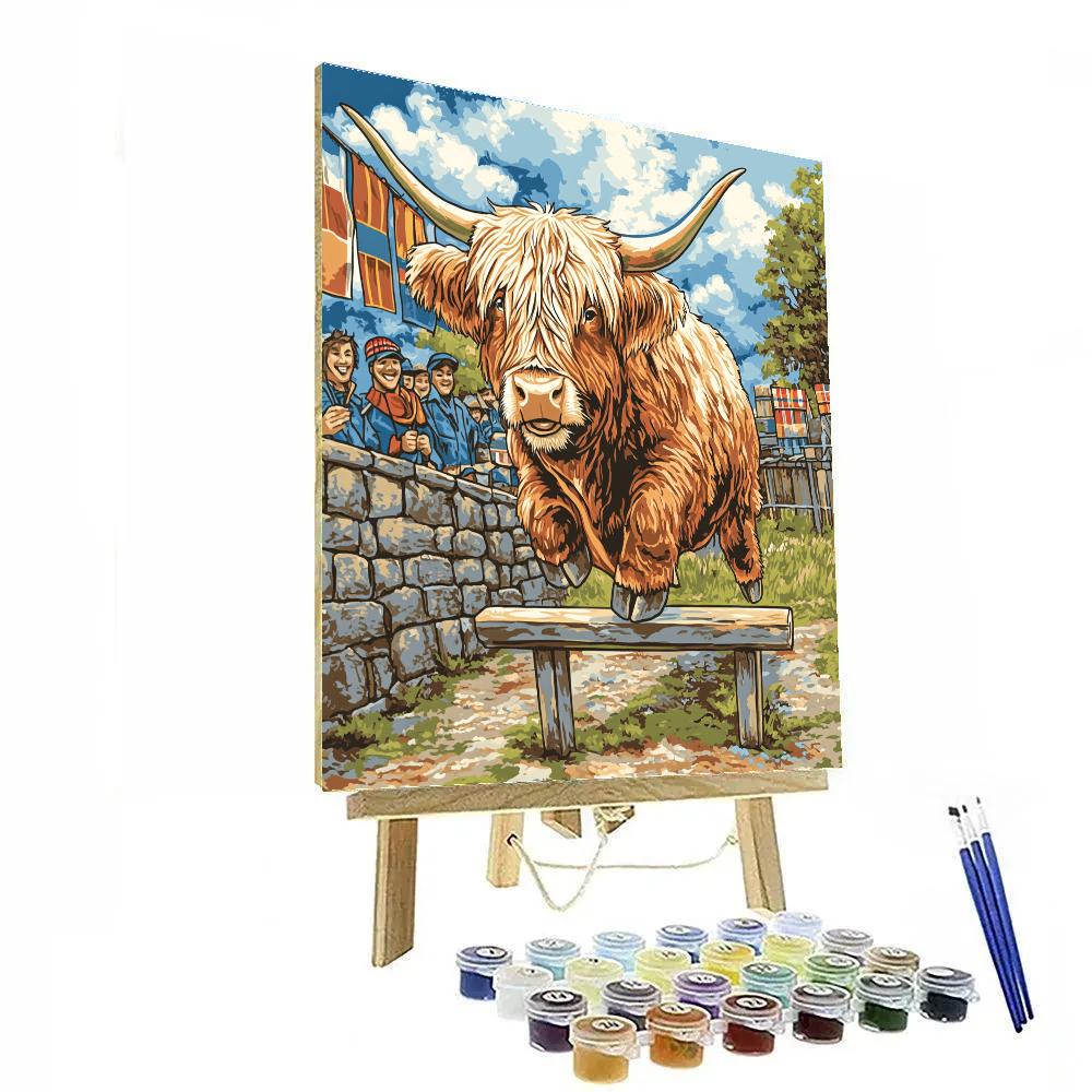 Highland Cow Highland Games Weight Toss Paint by numbers kits