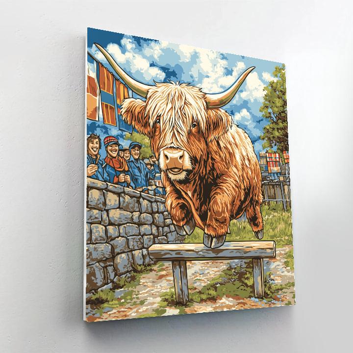 Highland Cow Highland Games Weight Toss Paint by numbers kits