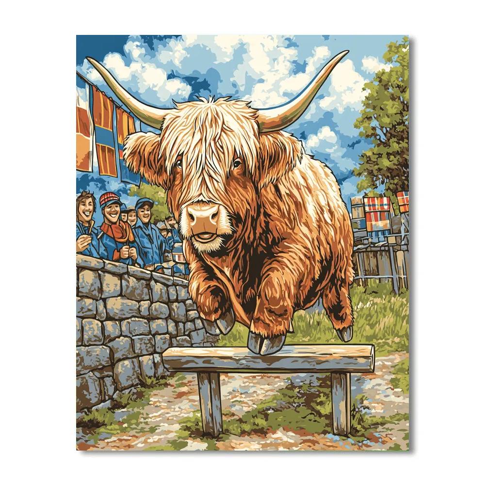 Highland Cow Highland Games Weight Toss Paint by numbers kits