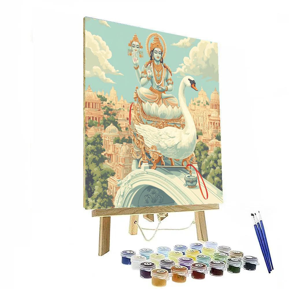 Swan Chariot, Brahma In Procession paint by number