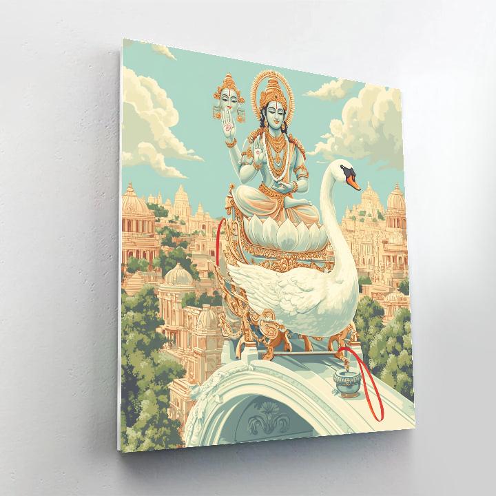 Swan Chariot, Brahma In Procession paint by number