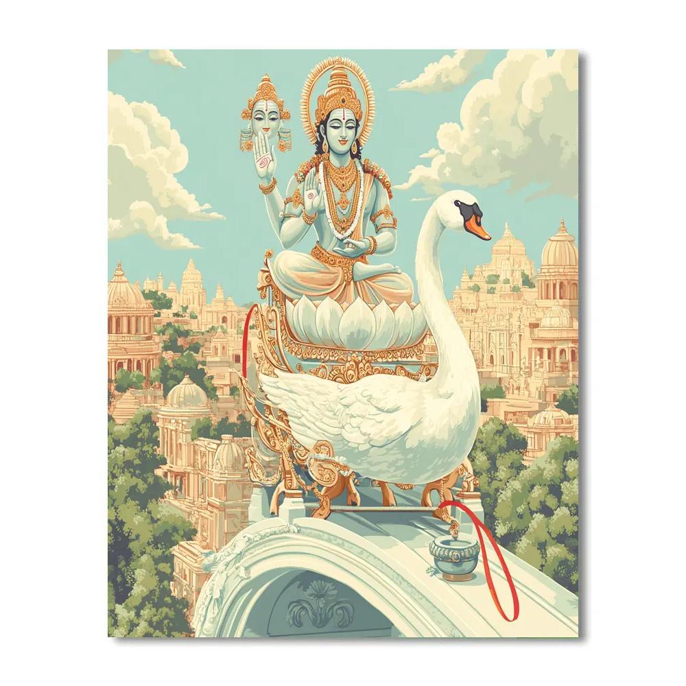 Swan Chariot, Brahma In Procession paint by number
