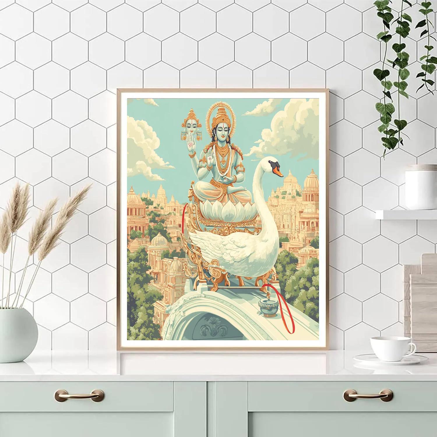 Swan Chariot, Brahma In Procession paint by number