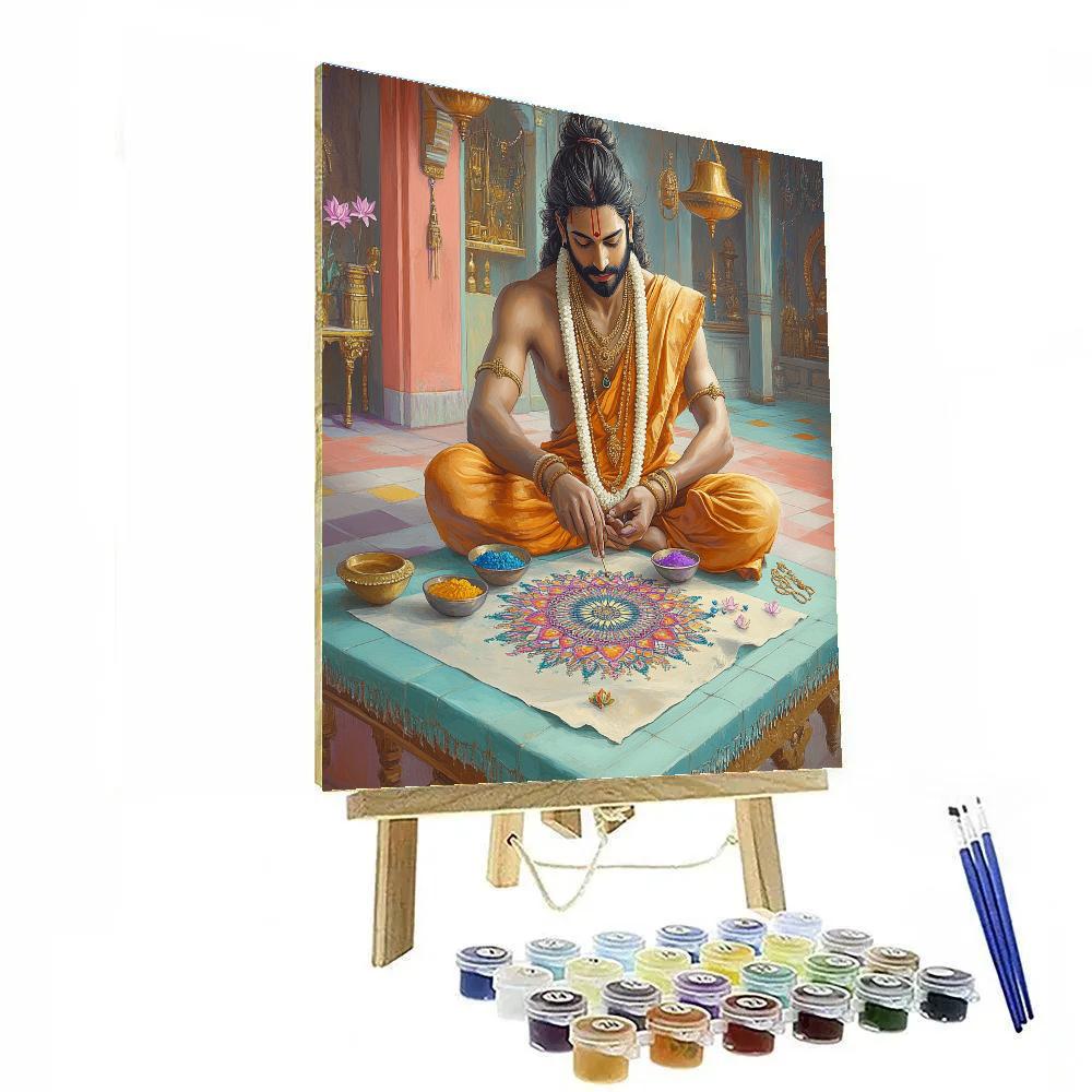 Brahma Mandala Workshop In Coral Light paint by numbers