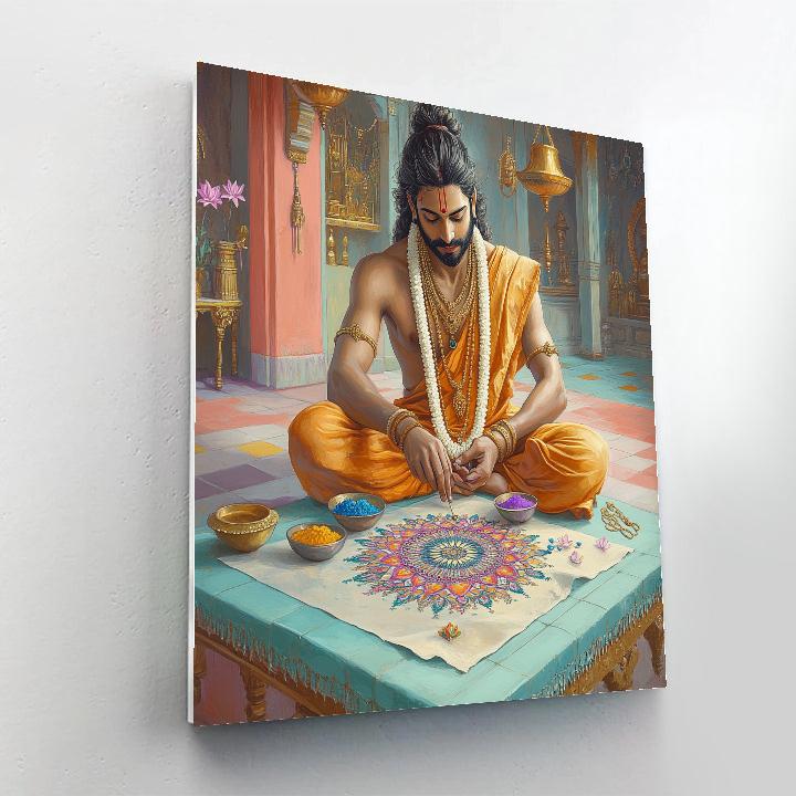 Brahma Mandala Workshop In Coral Light paint by numbers
