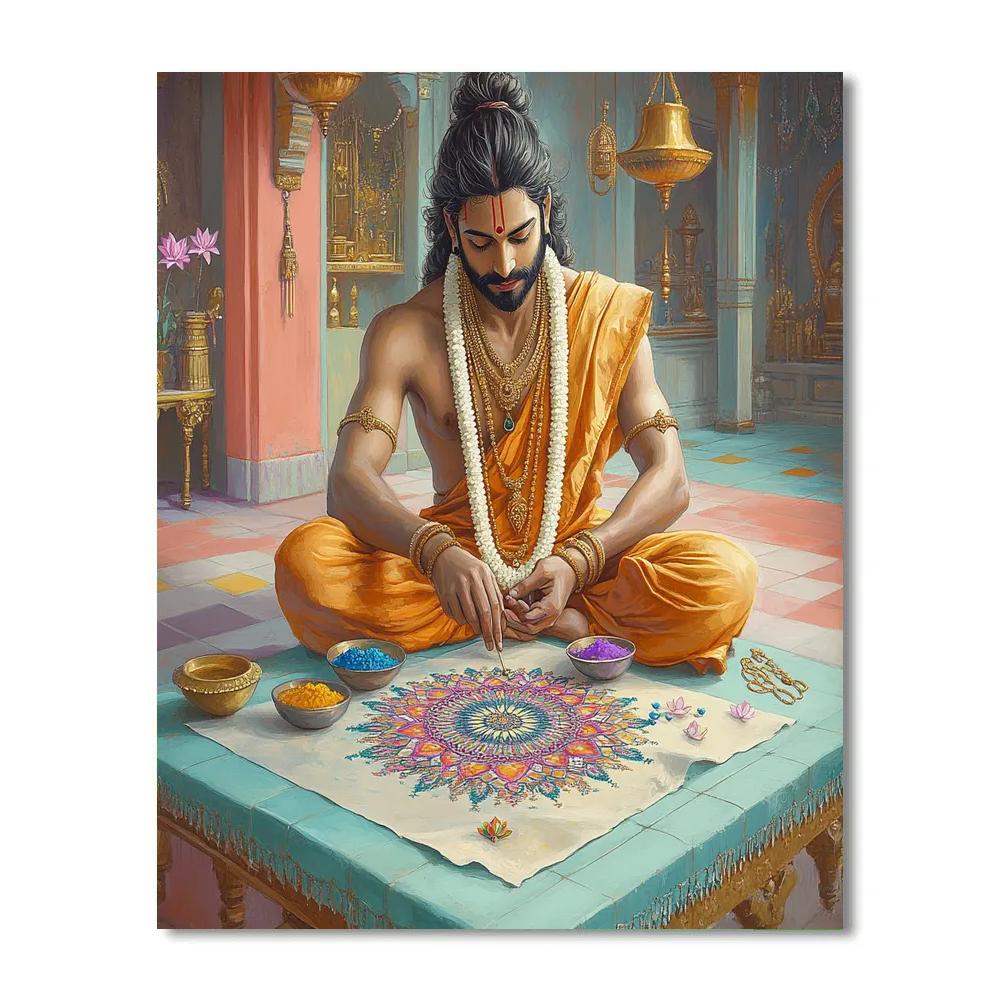 Brahma Mandala Workshop In Coral Light paint by numbers