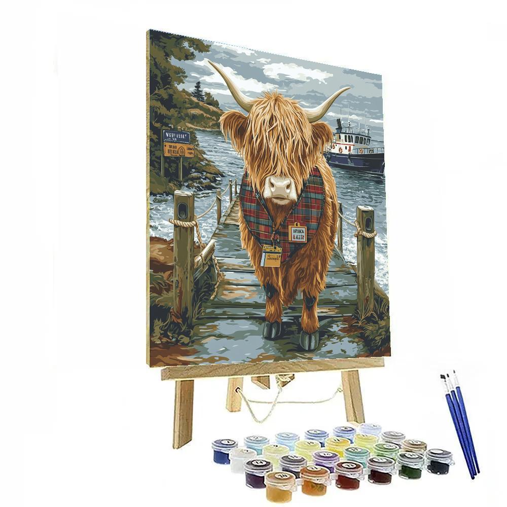 Highland Cow Ferry Ticket Collector Paint by numbers kits