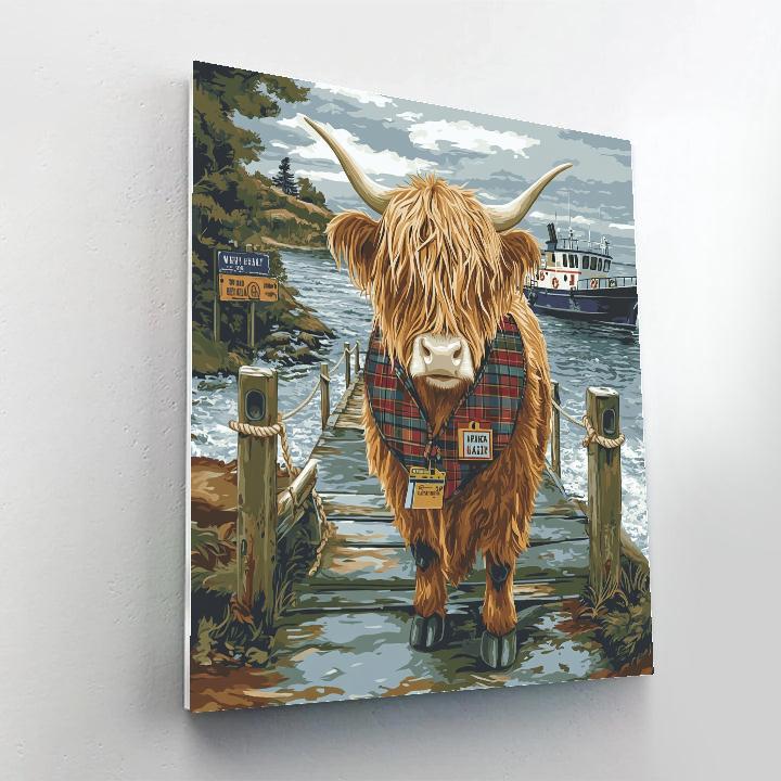 Highland Cow Ferry Ticket Collector Paint by numbers kits