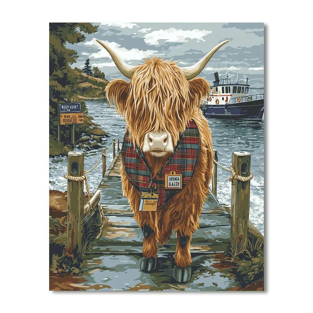 Highland Cow Ferry Ticket Collector Paint by numbers kits