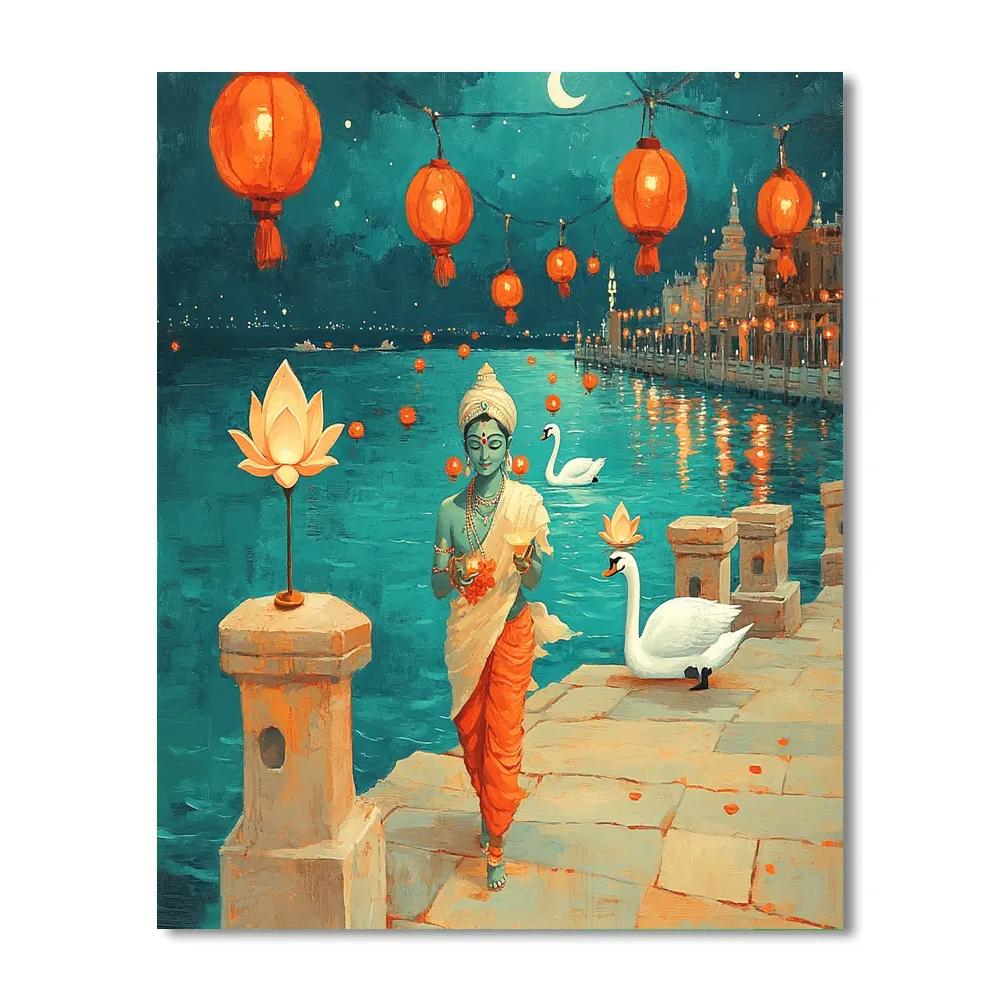 Brahma Harbor Of Painted Lanterns paint by color