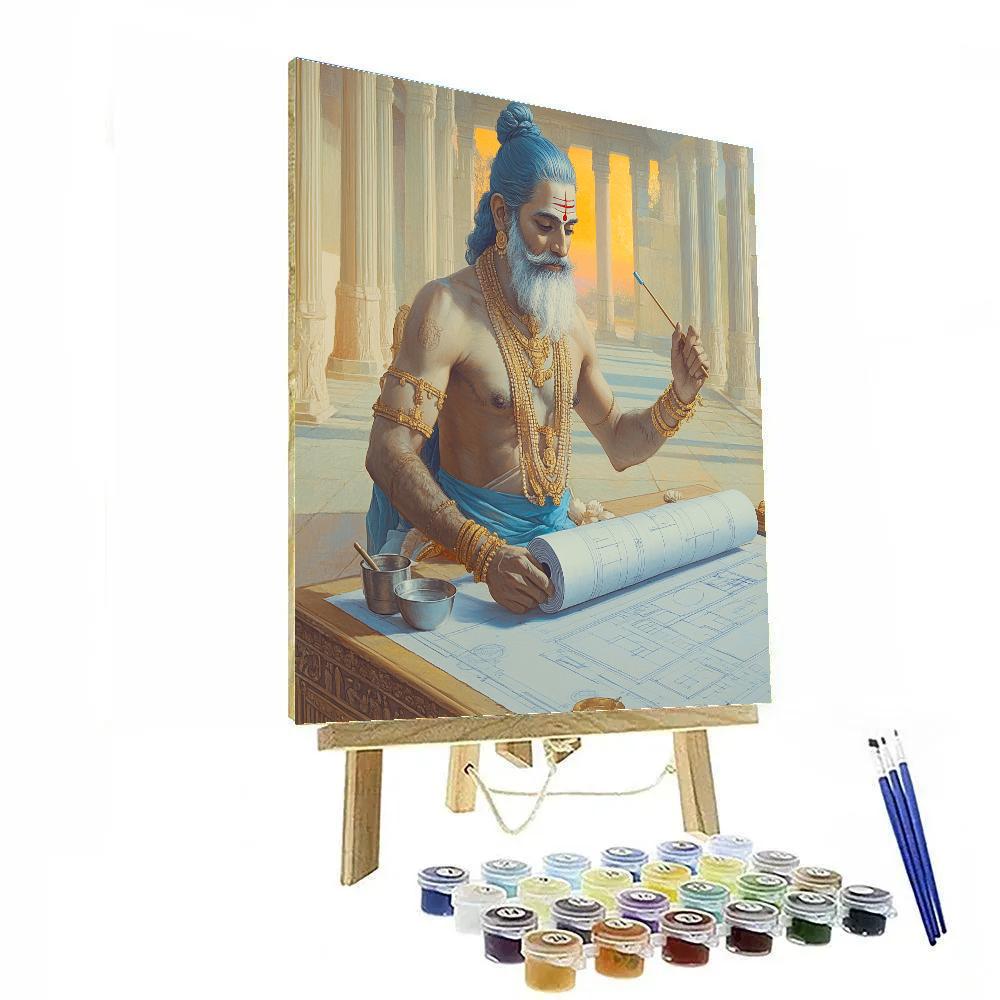 Brahma Temple Blueprints On Scrolls DIY paint by numbers