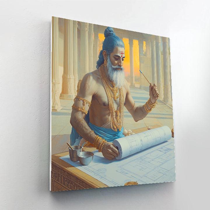 Brahma Temple Blueprints On Scrolls DIY paint by numbers