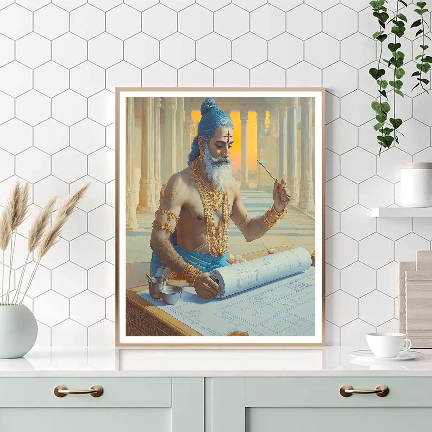 Brahma Temple Blueprints On Scrolls DIY paint by numbers