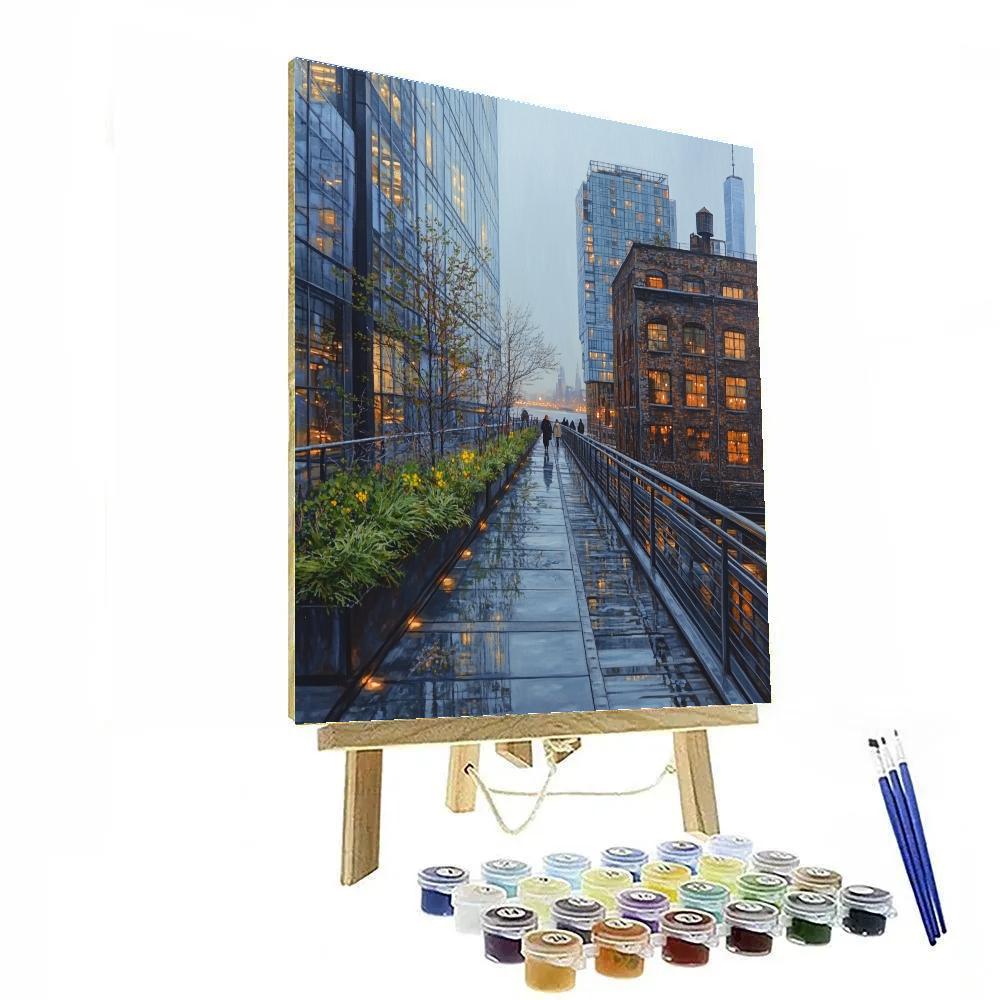 Foggy Morning On The High Line, New York City, United States Numbered painting kits
