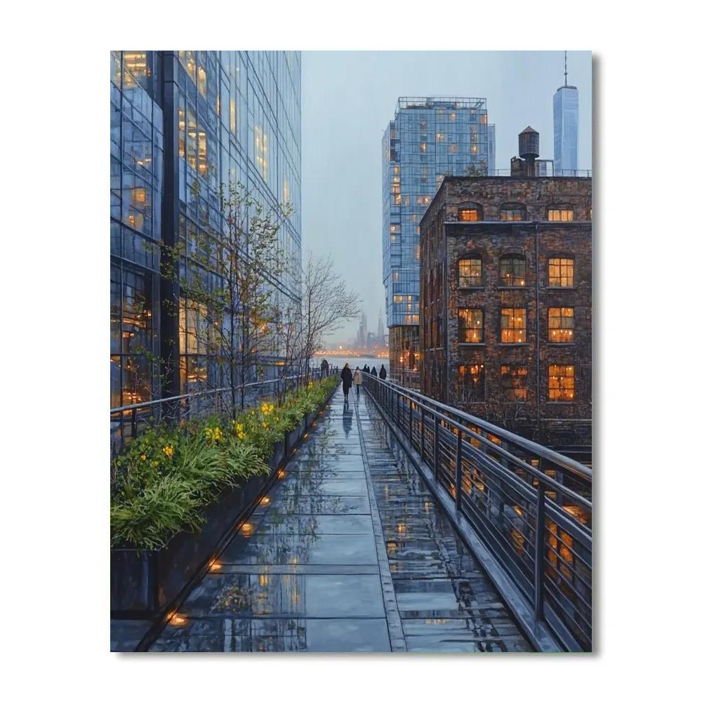 Foggy Morning On The High Line, New York City, United States Numbered painting kits