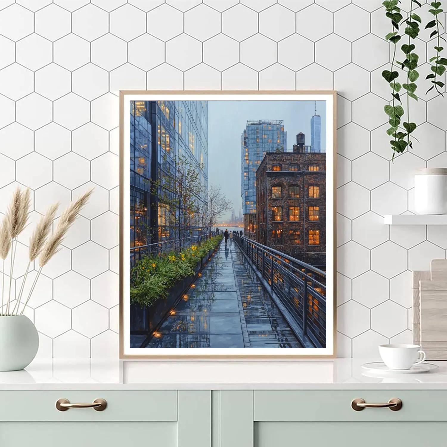 Foggy Morning On The High Line, New York City, United States Numbered painting kits