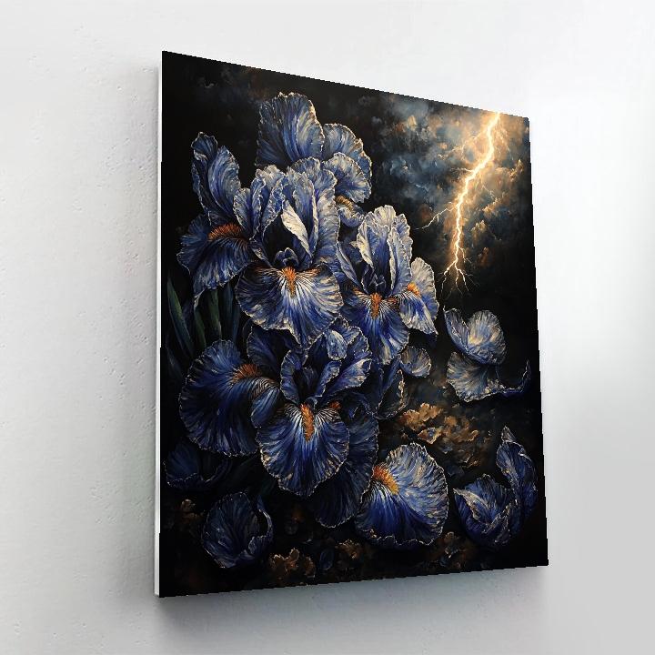 Caravaggio Inspired Stormlight Over Withering Iris Petals Number painting