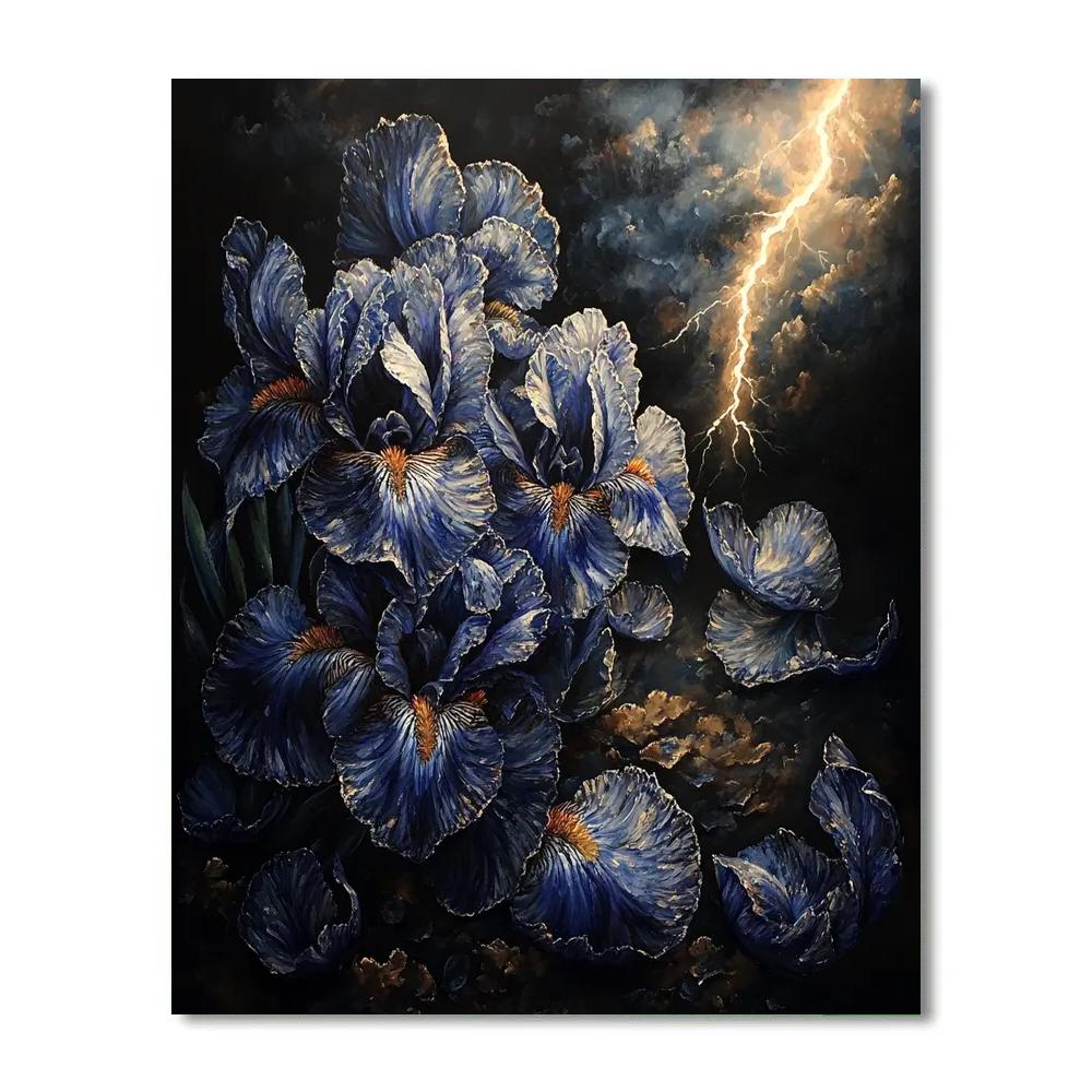 Caravaggio Inspired Stormlight Over Withering Iris Petals Number painting