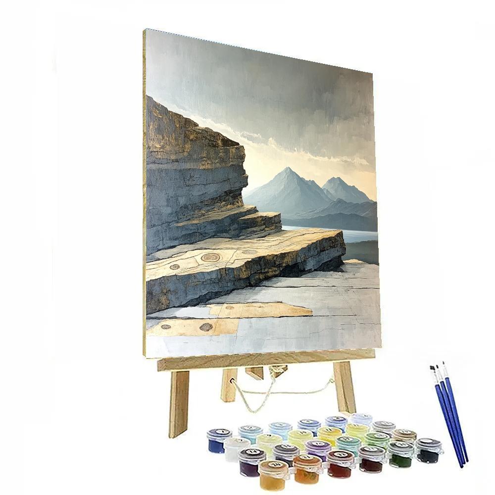Leonardo Da Vinci Inspired Fossil Storm Mountains paint by number
