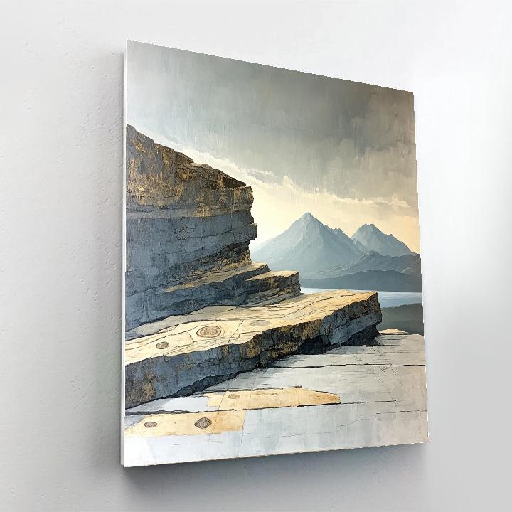 Leonardo Da Vinci Inspired Fossil Storm Mountains paint by number