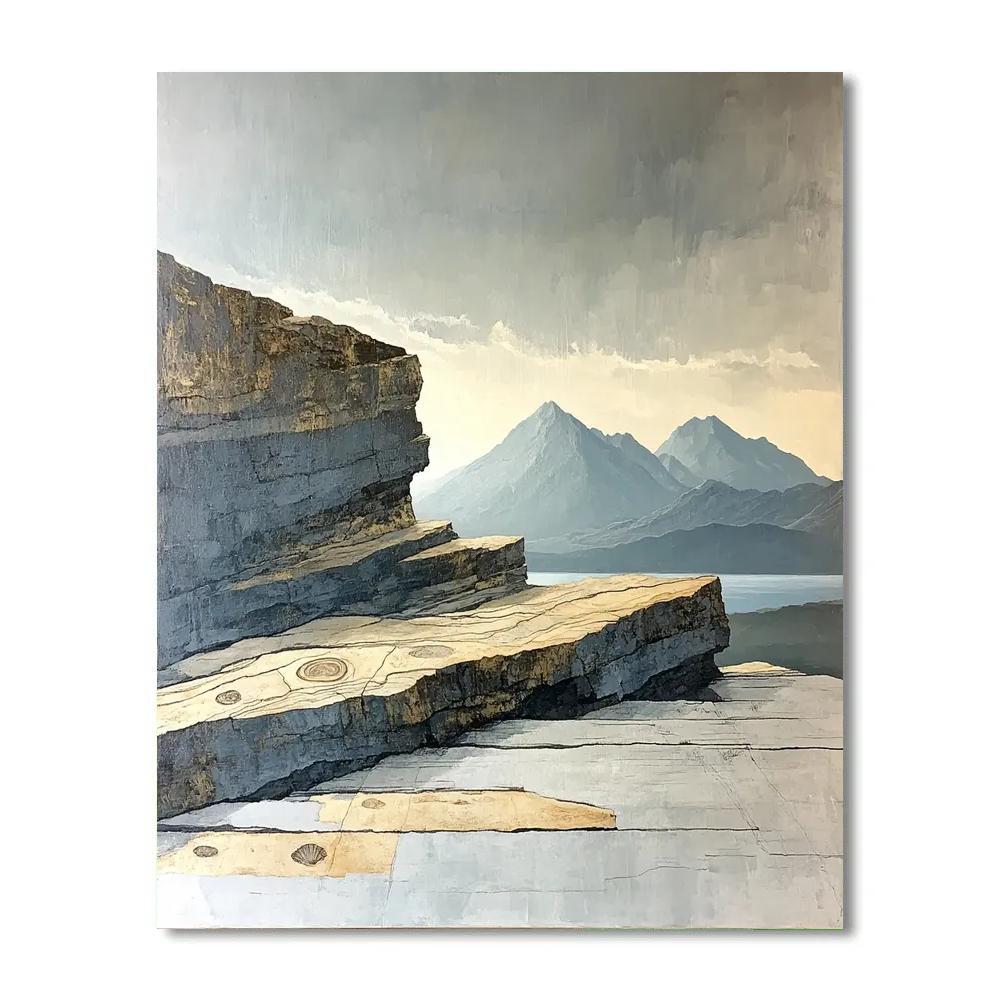 Leonardo Da Vinci Inspired Fossil Storm Mountains paint by number