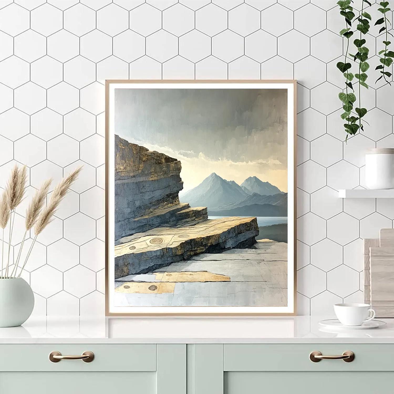 Leonardo Da Vinci Inspired Fossil Storm Mountains paint by number