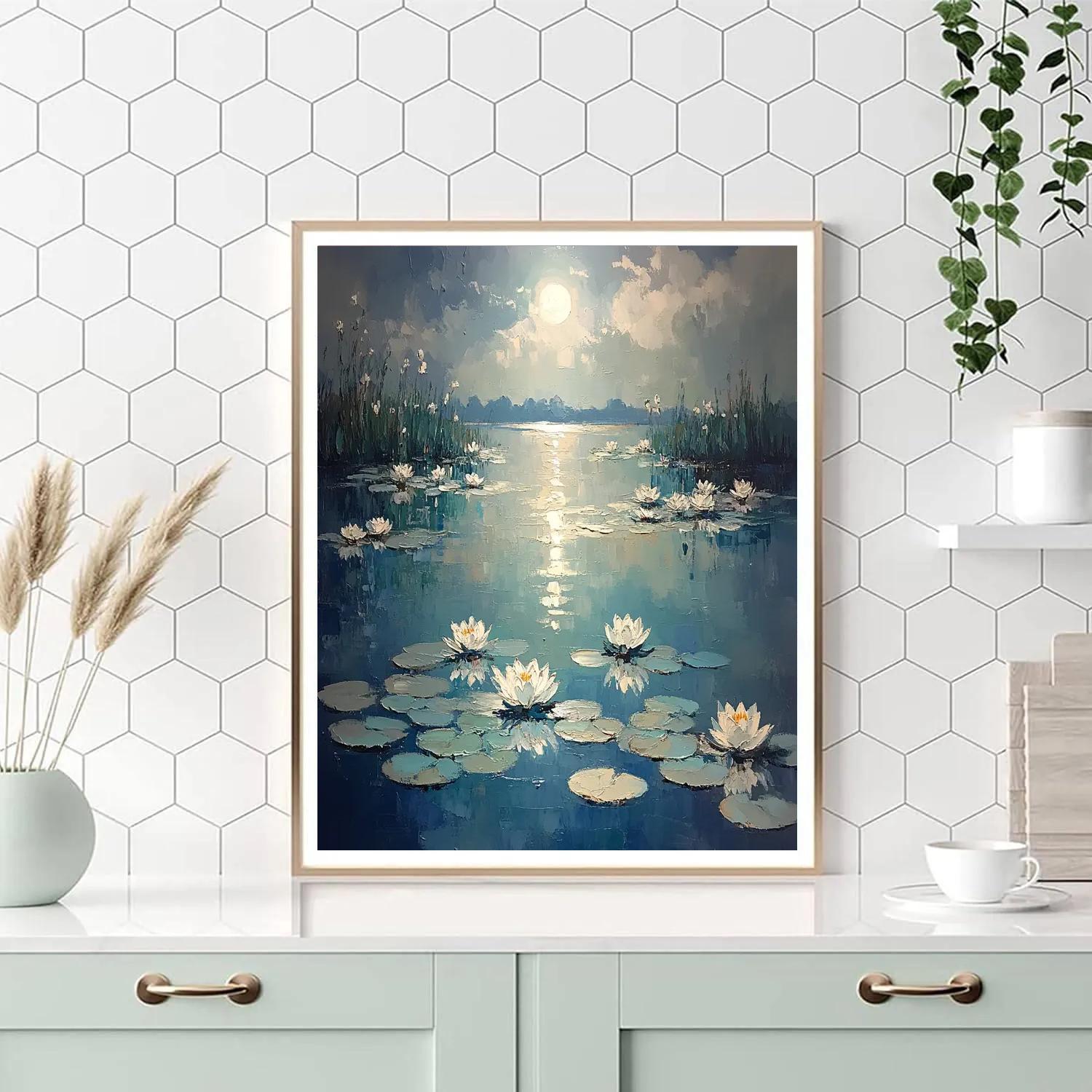 Claude Monet Inspired Water Lilies Under Moonlight Painting by numbers kit