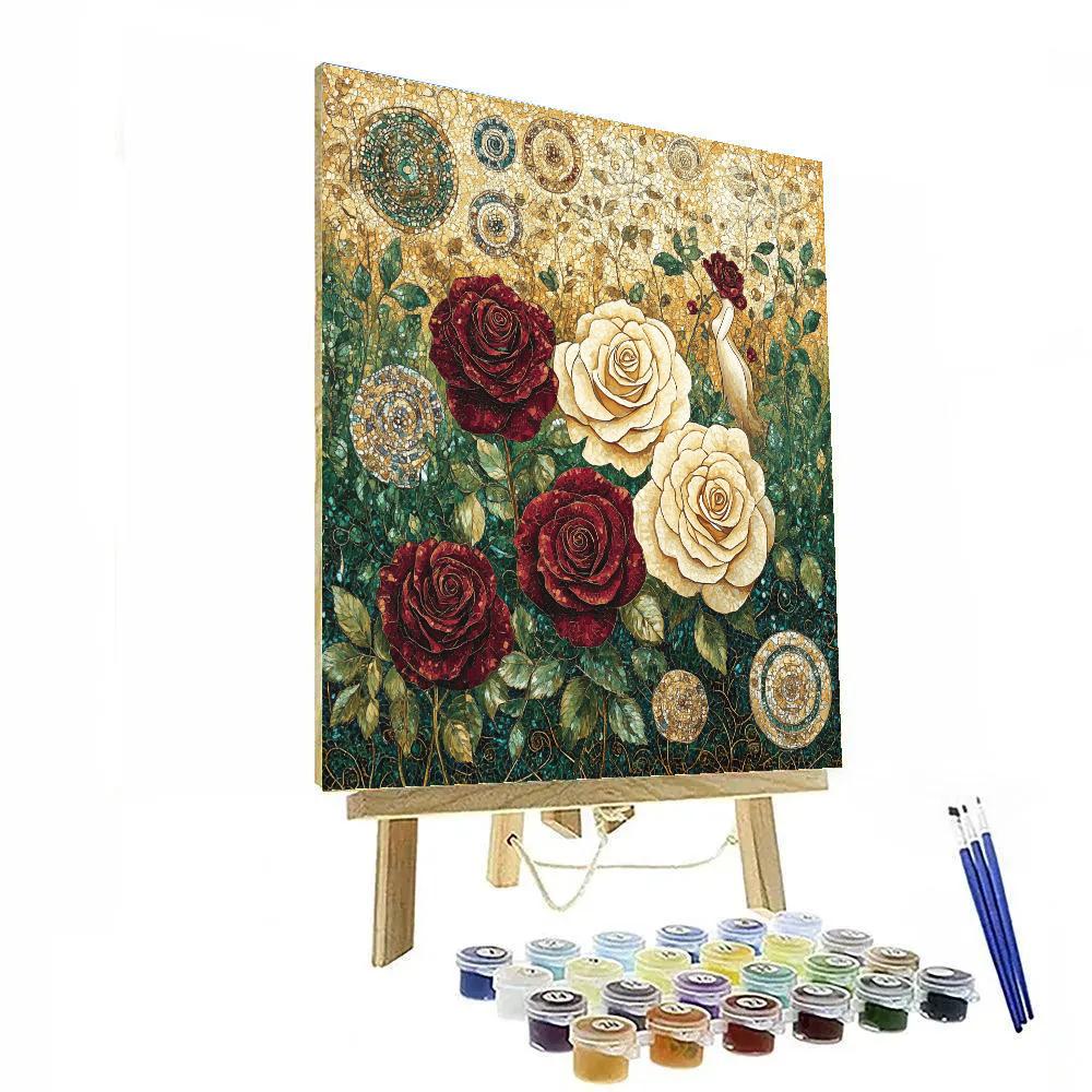 Gustav Klimt Inspired Golden Rose Garden Numbered painting kits