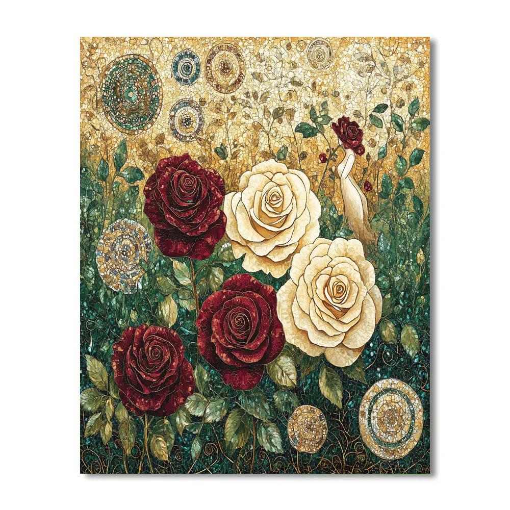 Gustav Klimt Inspired Golden Rose Garden Numbered painting kits