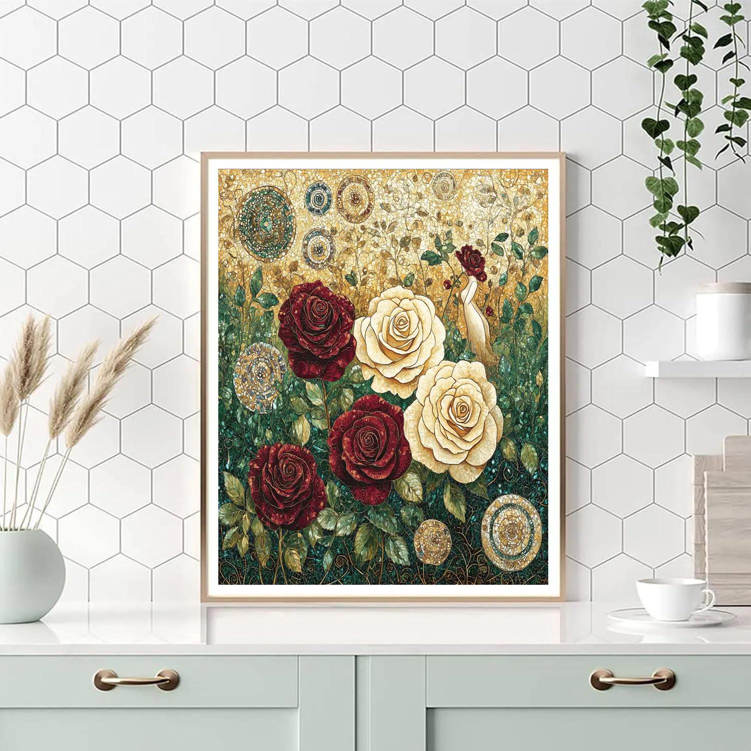 Gustav Klimt Inspired Golden Rose Garden Numbered painting kits