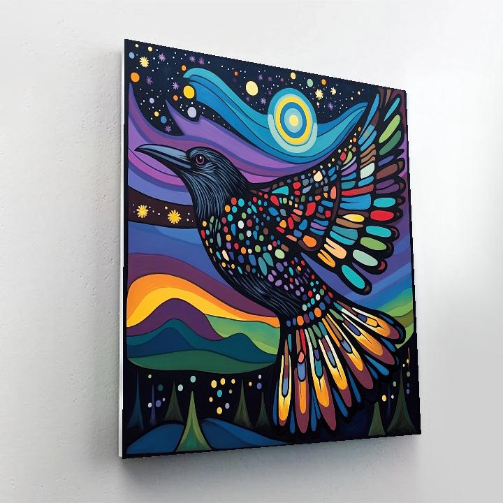 Norval Morrisseau Inspired Aurora Raven Of Sky Fire Number painting