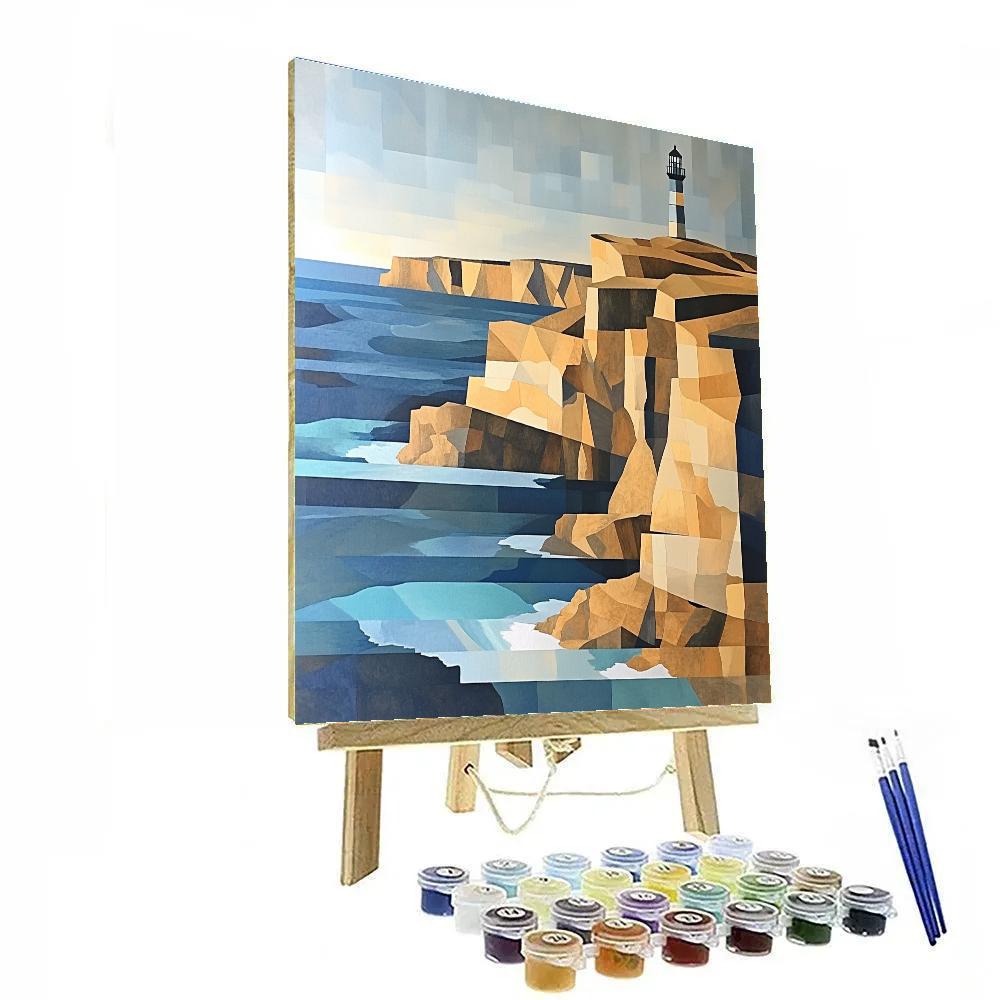 Pablo Picasso Inspired Cubist Lighthouse Cliffs And Broken Horizon DIY paint by numbers